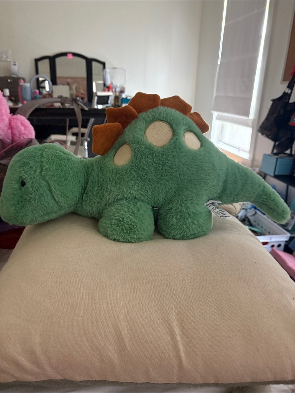 Plush Green Dinosaur Toy - Soft and Weighted Stegosaurus Stuffed Animal